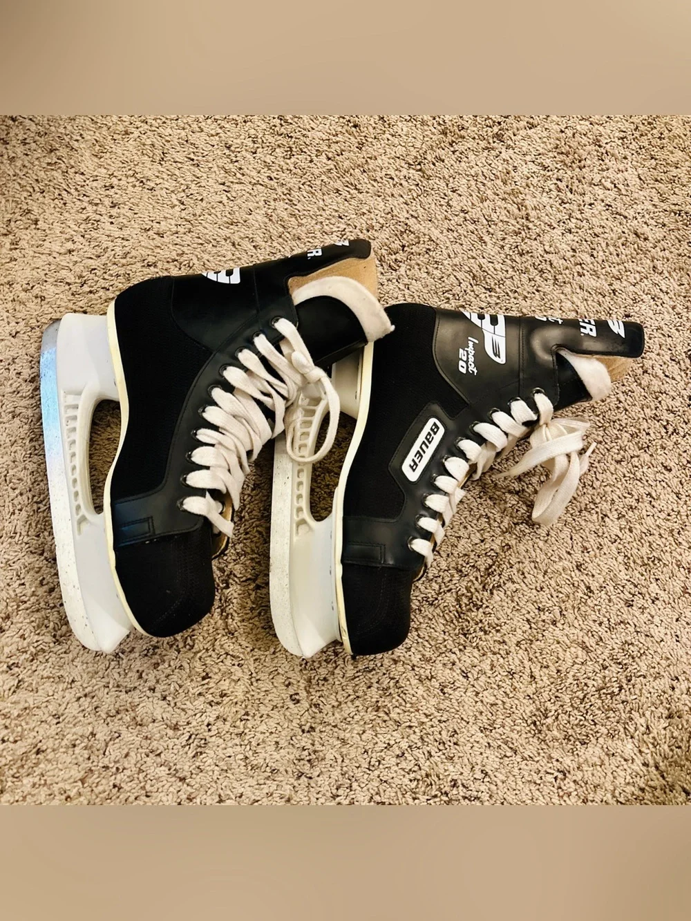 Bauer Impact 20 Men's Black Hockey Skates with White Accents